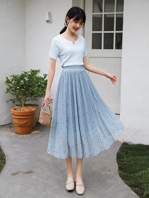 Qoo10] 【妃】 夏 フランス風 レトロ プリーツ