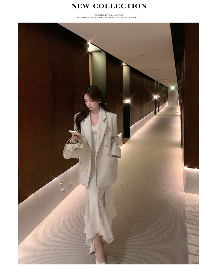 秋冬 V ネック長袖スプライシングレース白ウサギベルベットニットドレスロング肥厚インナーセータースカートZ80 秋冬 V ネック長袖スプライシングレース白ウサギベルベットニットドレスロング肥厚インナーセータースカートZ80