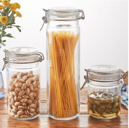 チャイナダ 多用途 密閉 ガラス瓶 薄型 800ml 4個 チャイナダ 多用途 密閉 ガラス瓶 薄型 800ml 4個