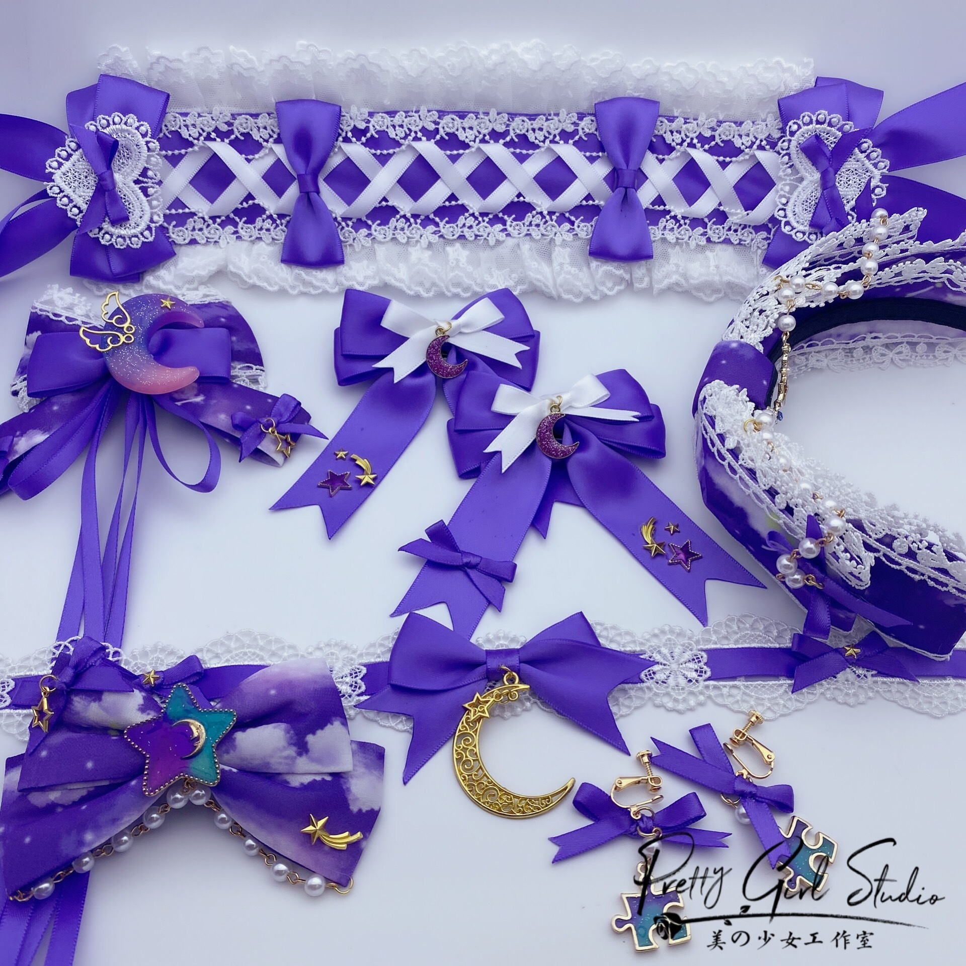 紫のロリータヘアアクセサリーロリータヘアピンKC雲の歌apZiyunリトルホワイトクラウドヘアアクセ