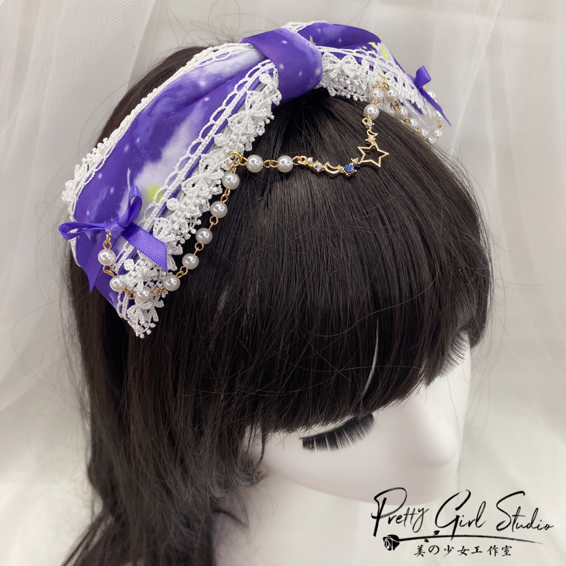 紫のロリータヘアアクセサリーロリータヘアピンKC雲の歌apZiyunリトルホワイトクラウドヘアアクセ