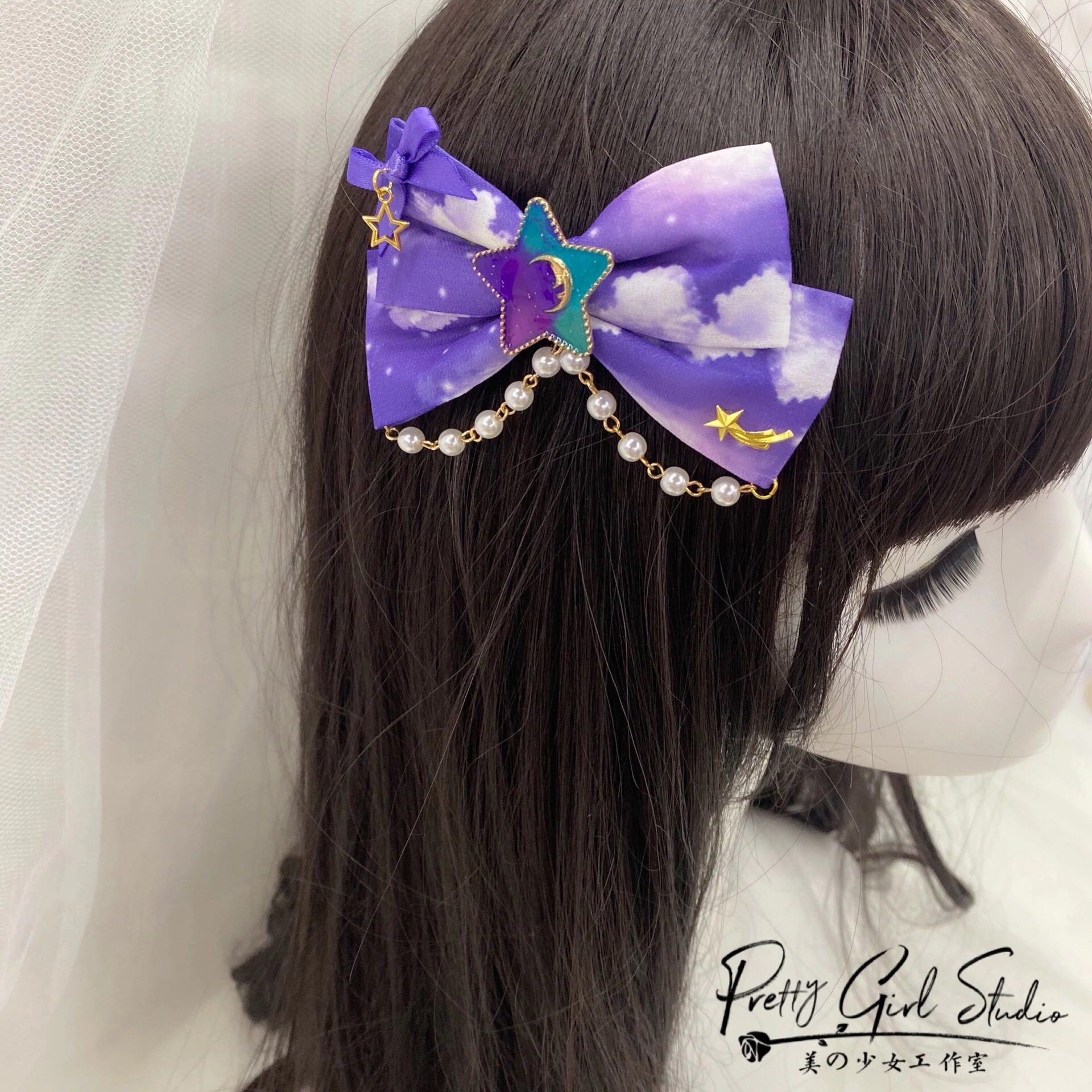 紫のロリータヘアアクセサリーロリータヘアピンKC雲の歌apZiyunリトルホワイトクラウドヘアアクセ