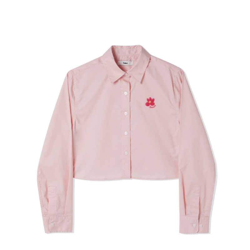 FALLETTフラワーポイントクロップシャツピンク