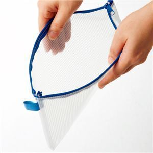 （まとめ）TANOSEE メッシュケース A3 タテ340xヨコ470mm 青 1枚 [x10]