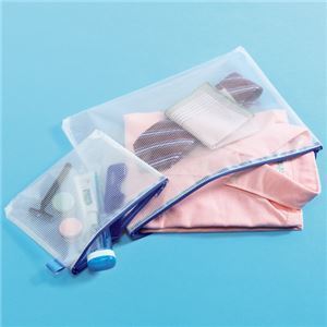 （まとめ）TANOSEE メッシュケース A3 タテ340xヨコ470mm 青 1枚 [x10]