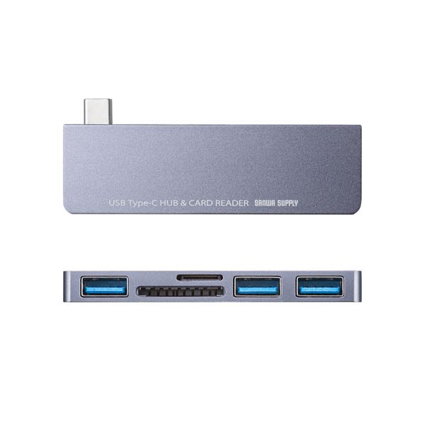 (5個セット) サンワサプライ USB Type-Cハブ(カードリーダー付き) USB-3TCHC18GYX5