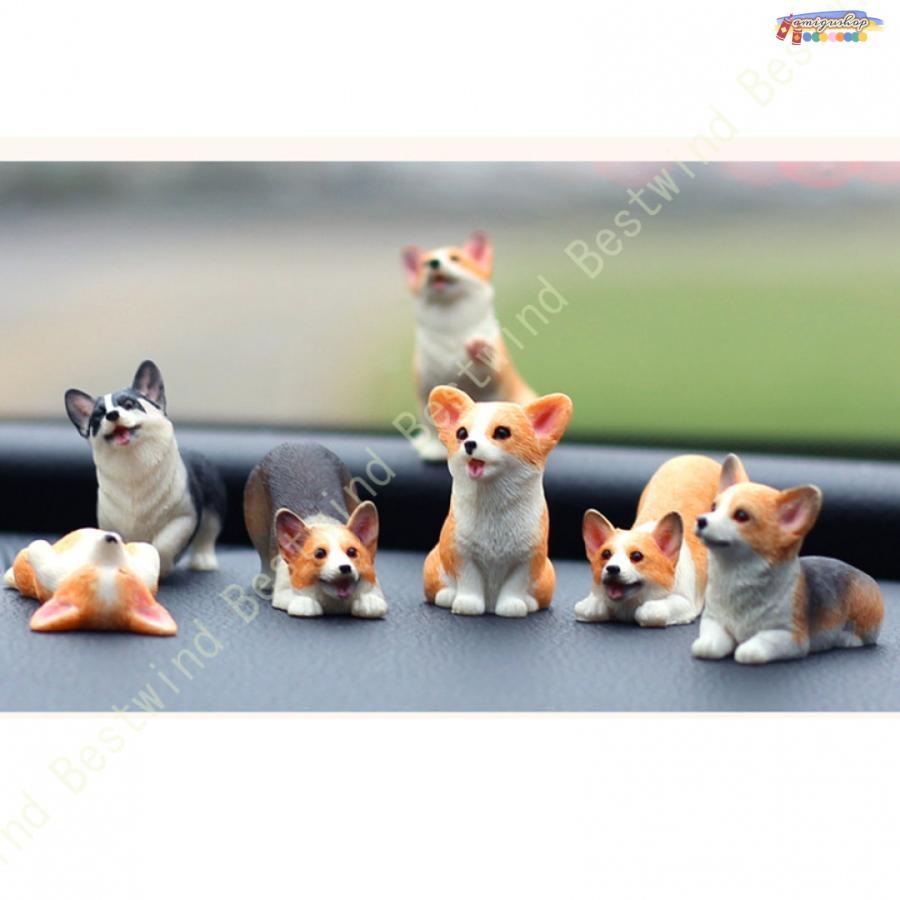 カーデコレーション 家の装飾 おきもの 可愛い 癒し 車内置物 アニマルオブジェ オーナメント 車飾り 車載用 本物そっくり犬 置物 3匹セット 可愛い 階段