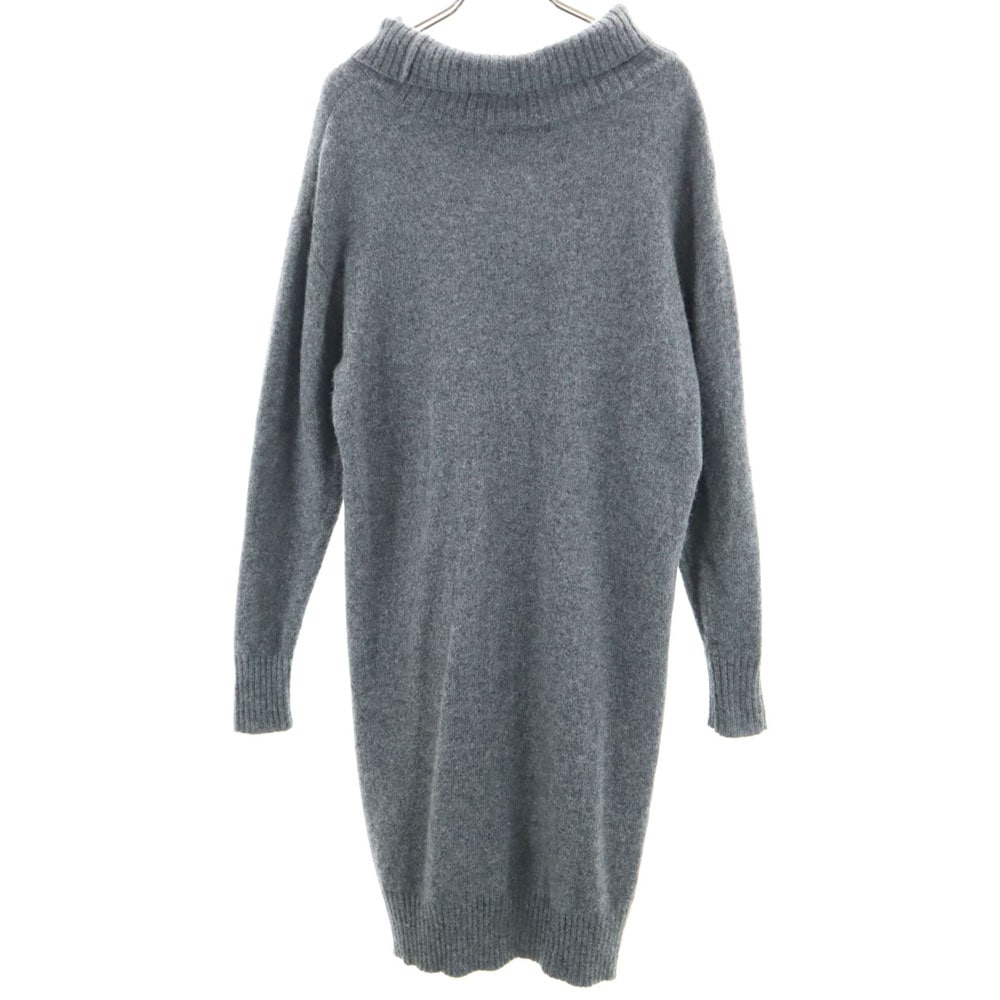 ウール 長袖 タートルネック ニット ワンピース グレー レディース ウール 長袖 タートルネック ニット ワンピース グレー レディース