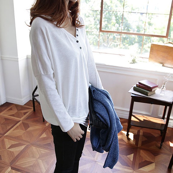 ネック ロン チュニック 長袖 カットソー ドルマンスリーブ ゆる トップス レディース シャツ素材 オーバーサイズ ビッグシルエット 秋 ()[郵.]^^