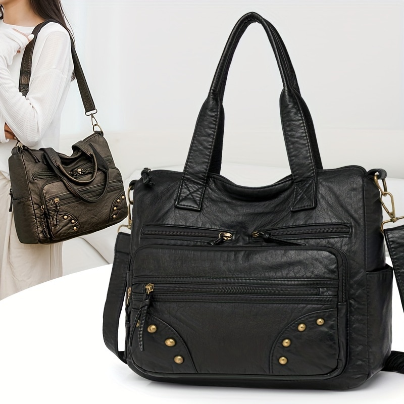 レトロデザインハンドバッグ取り外し可能ショルダーストラップ多機能ポケット レトロデザインハンドバッグ取り外し可能ショルダーストラップ多機能ポケット