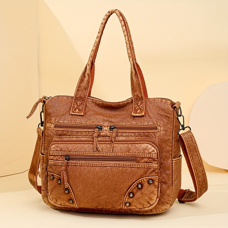 レトロデザインハンドバッグ取り外し可能ショルダーストラップ多機能ポケット レトロデザインハンドバッグ取り外し可能ショルダーストラップ多機能ポケット