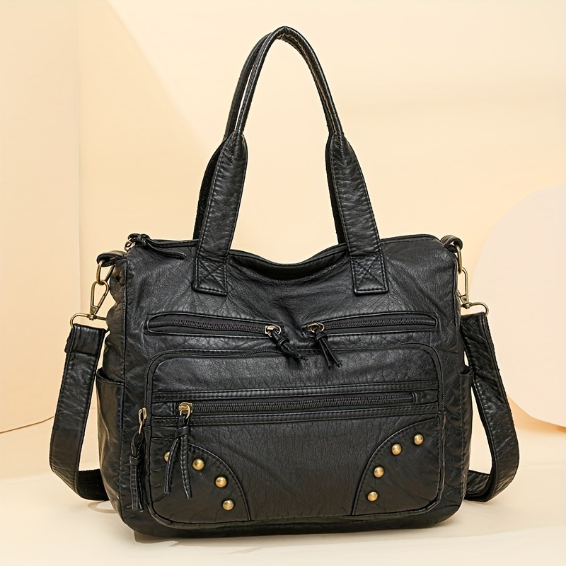 レトロデザインハンドバッグ取り外し可能ショルダーストラップ多機能ポケット レトロデザインハンドバッグ取り外し可能ショルダーストラップ多機能ポケット