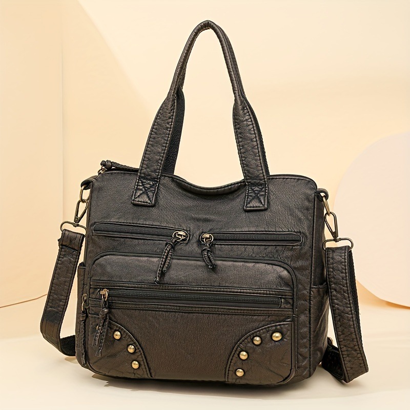 レトロデザインハンドバッグ取り外し可能ショルダーストラップ多機能ポケット レトロデザインハンドバッグ取り外し可能ショルダーストラップ多機能ポケット