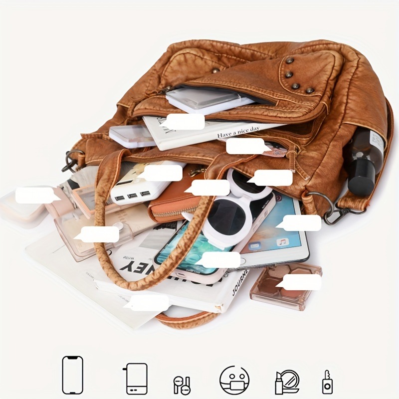 レトロデザインハンドバッグ取り外し可能ショルダーストラップ多機能ポケット レトロデザインハンドバッグ取り外し可能ショルダーストラップ多機能ポケット