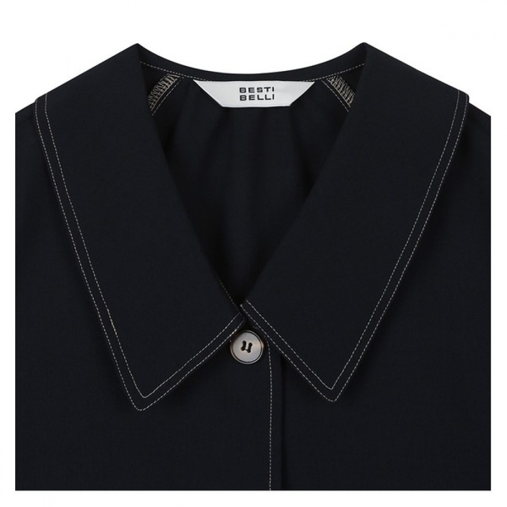 [ベスティヴェリ] ステッチカラーハーフブラウス (BIBAF7409)