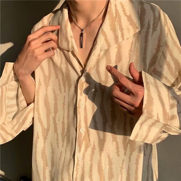 Qoo10] 春の新作 ゼブラ柄 長袖 シャツ メンズ