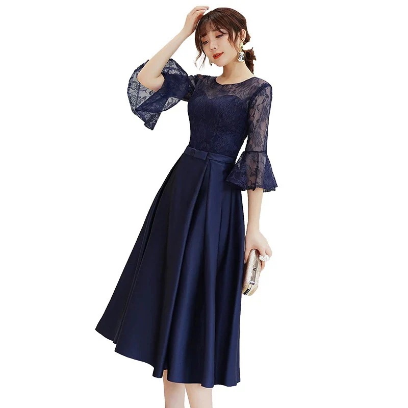 演奏会 30代1 フォーマル 同窓会 成人式 高級感 花嫁 パーティードレス 結婚式 フレア袖 披露宴 お呼ばれ ワンピース 卒業式 20代 ドレス 二次会 レース切り替え