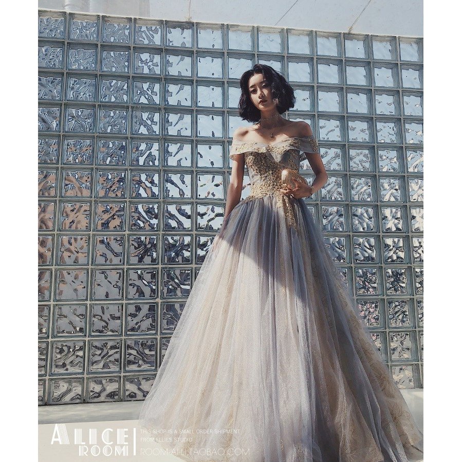 ウェディングドレス レディース ボートネック 刺繍花柄 姫系ドレス 肩出し 結婚式/二次会/成人式/ ウェディングドレス レディース ボートネック 刺繍花柄 姫系ドレス 肩出し 結婚式/二次会/成人式/