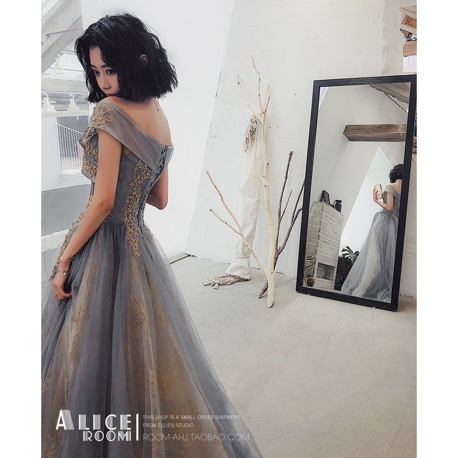 ウェディングドレス レディース ボートネック 刺繍花柄 姫系ドレス 肩出し 結婚式/二次会/成人式/ ウェディングドレス レディース ボートネック 刺繍花柄 姫系ドレス 肩出し 結婚式/二次会/成人式/