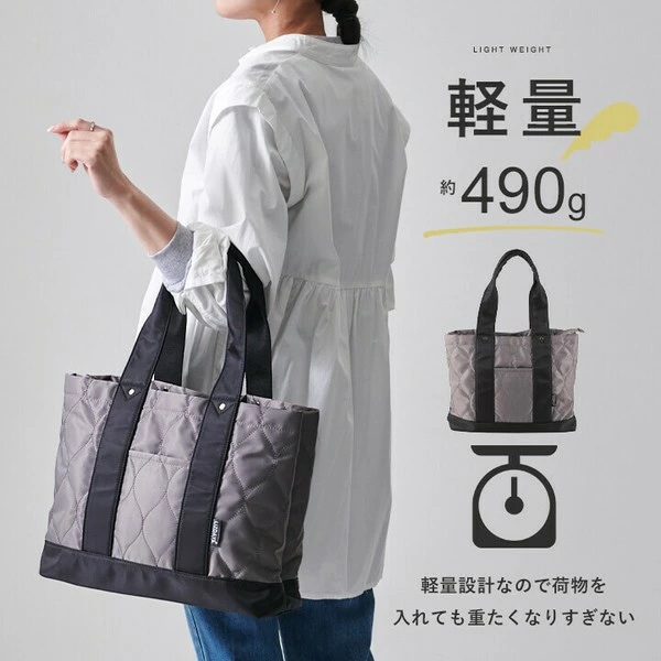 トートバッグ ファスナー ナイロン 軽量 仕切り ポケット 撥水 大容量 LIZDAYS リズデイズ