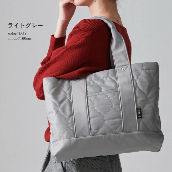 トートバッグ ファスナー ナイロン 軽量 仕切り ポケット 撥水 大容量 LIZDAYS リズデイズ