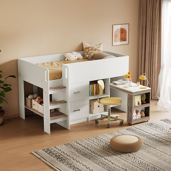 Qoo10] システムベッド ロフトベッド 階段付き