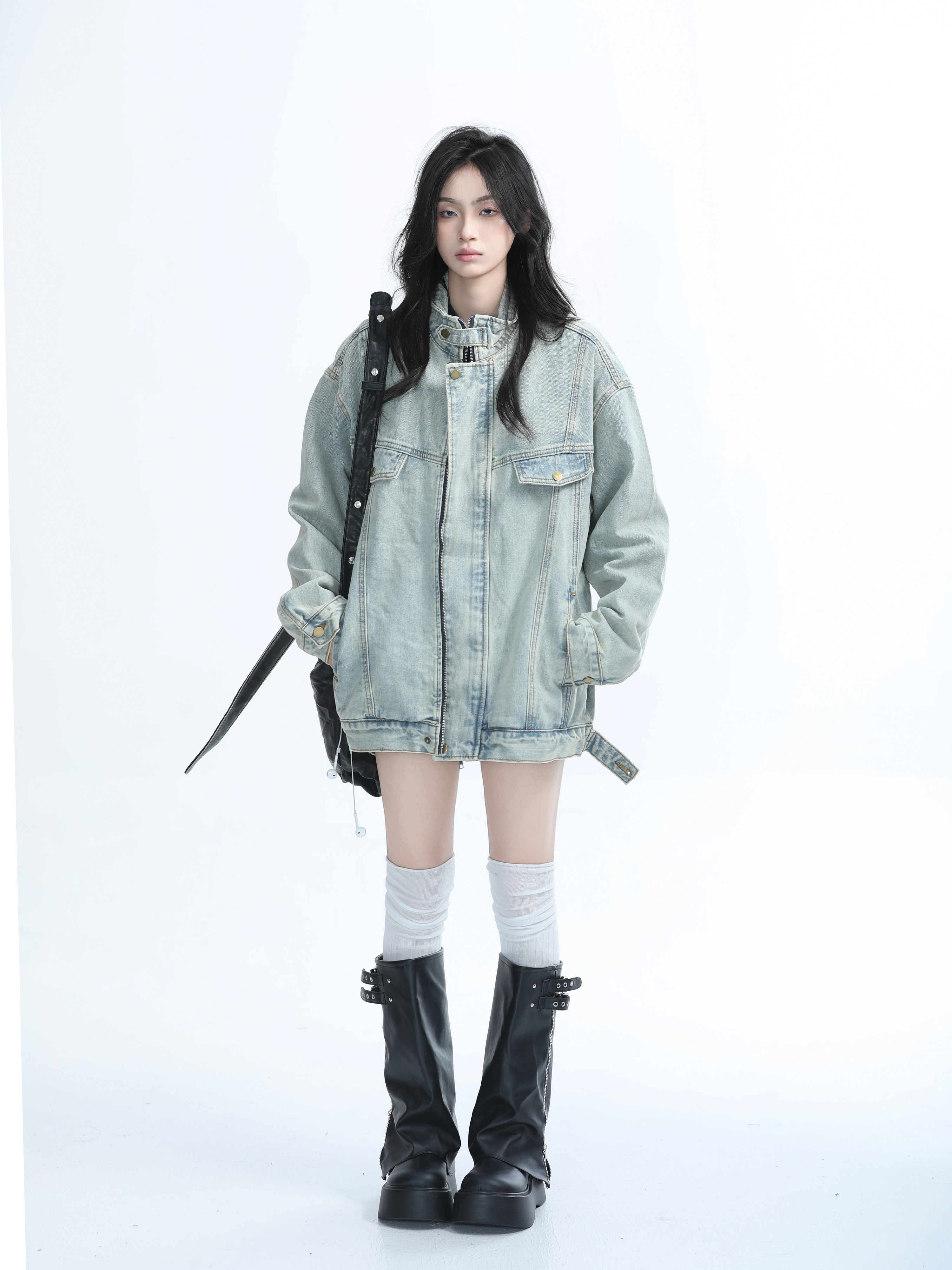 「SHANKONG」【高·品質版】【上品】2025新作 デニムジャケット アウター レトロ ゆったり 韓国ファッション レディーストップス アウター トップス セミロング トップス 4 「SHANKONG」【高·品質版】【上品】2025新作 デニムジャケット アウター レトロ ゆったり 韓国ファッション レディーストップス アウター トップス セミロング トップス 4