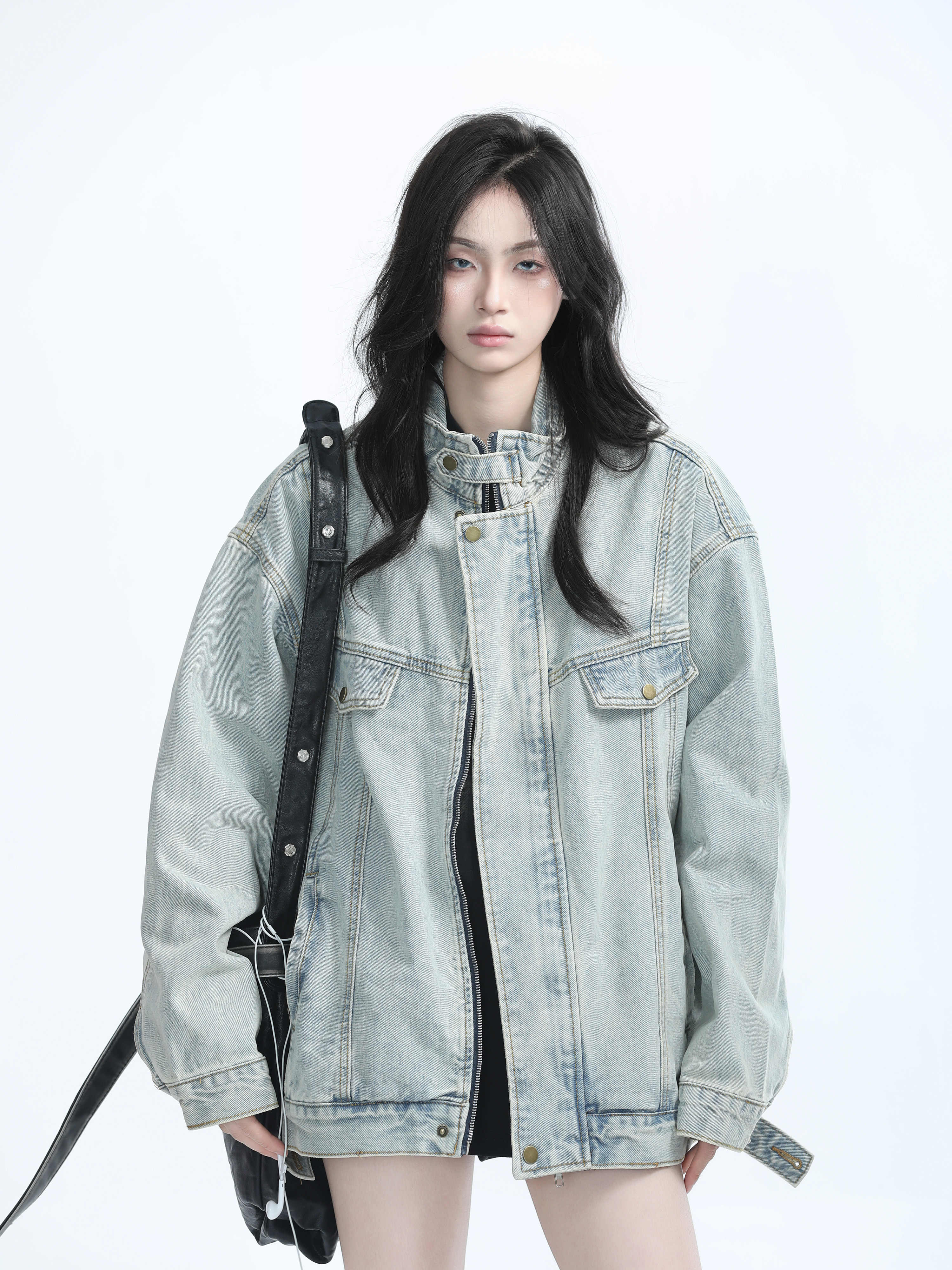 「SHANKONG」【高·品質版】【上品】2025新作 デニムジャケット アウター レトロ ゆったり 韓国ファッション レディーストップス アウター トップス セミロング トップス 4 「SHANKONG」【高·品質版】【上品】2025新作 デニムジャケット アウター レトロ ゆったり 韓国ファッション レディーストップス アウター トップス セミロング トップス 4