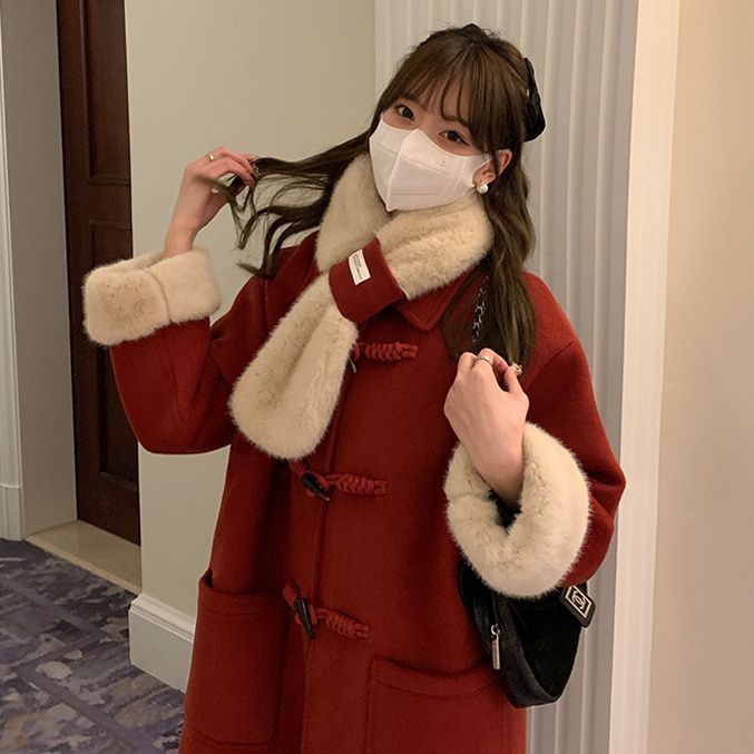 厚手 ラシャコート クリスマスコスチューム 秋冬新作 ホーンバックル ロング アウター レディースファッション ジャケット トップス 厚手 ラシャコート クリスマスコスチューム 秋冬新作 ホーンバックル ロング アウター レディースファッション ジャケット トップス