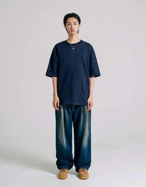 JEMUT正規品★23SS★Western Two Tuck ワイド デニムパンツ JEMUT] Western Two Tuck Washing Wide Denim Pants デニム