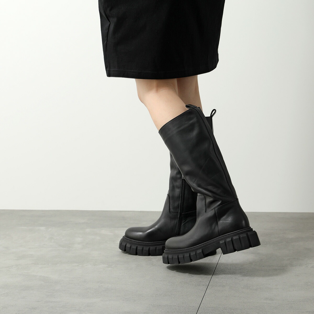 QUSHELI ロングブーツ 36628 レザー クシェリ QUSHELI QUSHELI ロングブーツ 36628 レザー （1-BLACK