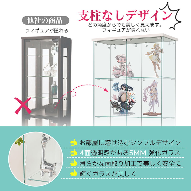 【国内即日発送】コレクションケース 両扉タイプ 大型 ワイドタイプ ガラスディスプレイキャビネット フィギュアケース 3段 強化ガラス 全面ガラス サイズ:幅80.5×奥行36.5×高さ125.5cm 【国内即日発送】コレクションケース 両扉タイプ 大型 ワイドタイプ ガラスディスプレイキャビネット フィギュアケース 3段 強化ガラス 全面ガラス サイズ:幅80.5×奥行36.5×高さ125.5cm
