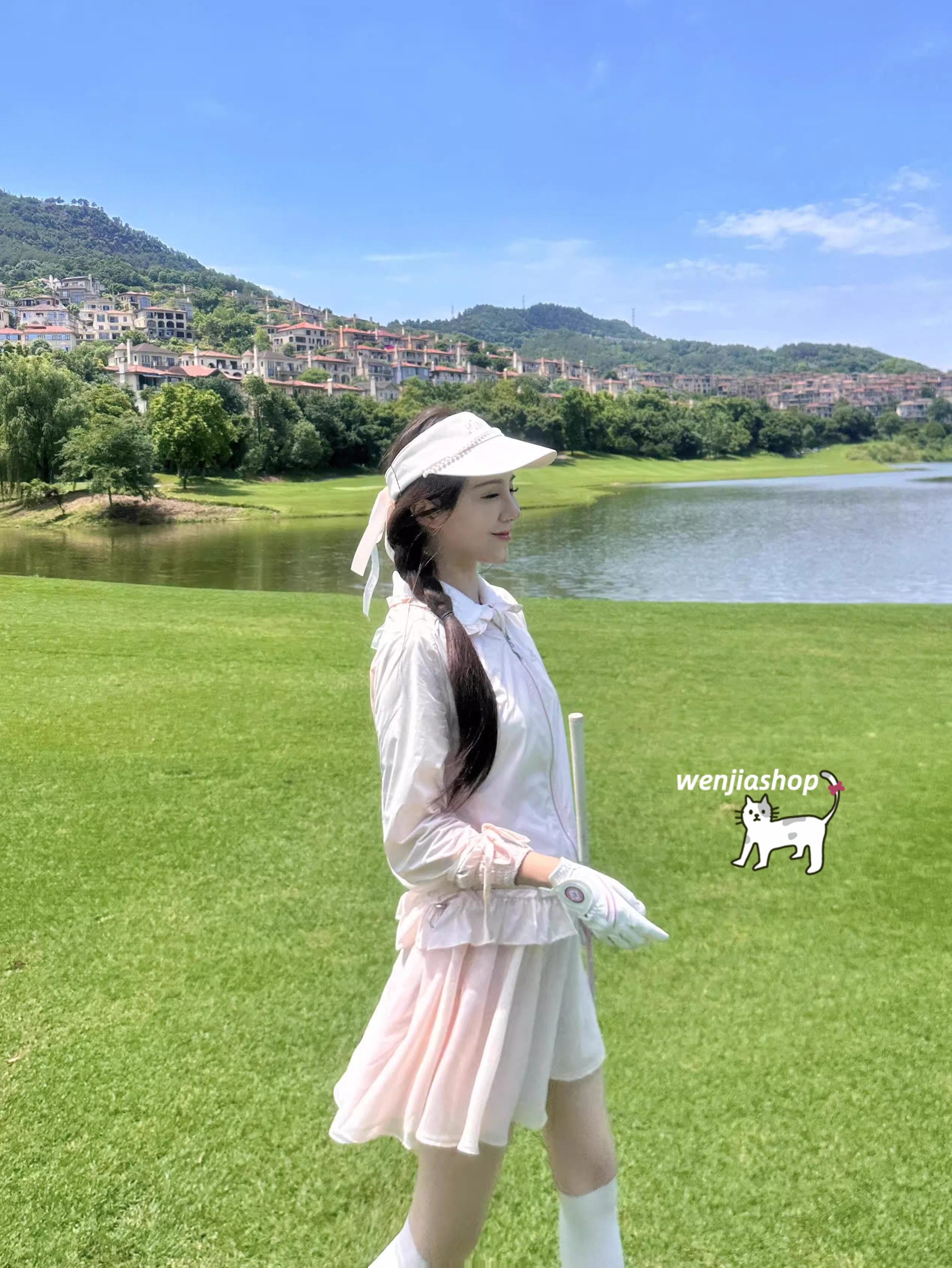 ゴルフウェア 2025 春夏 上下セット 長袖 ジャケット 日焼け止め ミニスカート カーディガ めっちゃ可愛い 速乾 通気 痩せる レディース 韓国風 スポーツ テニスウェア ライトピンク