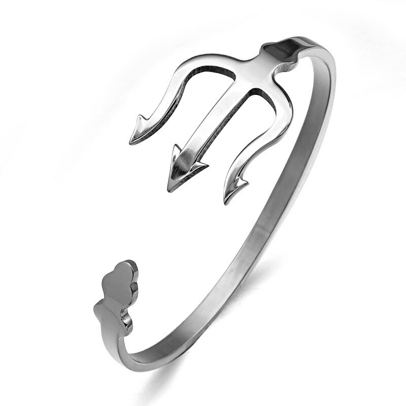 ポセイドンステンレスバングル 海の王 海神 三叉鉾 アクセサリー 手首 男性 女性 プレゼント 面白