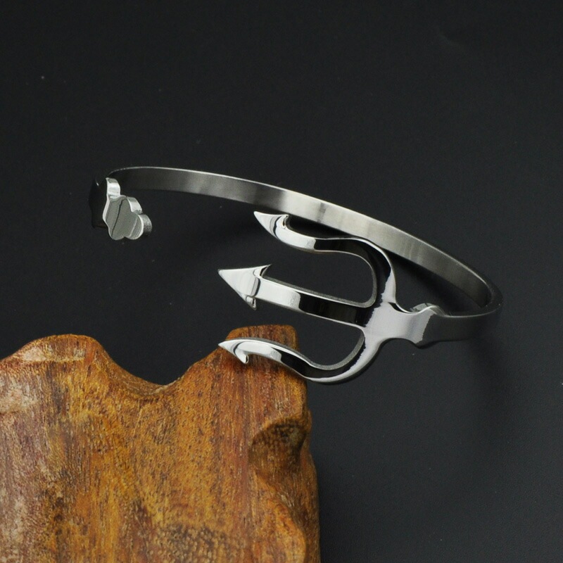 ポセイドンステンレスバングル 海の王 海神 三叉鉾 アクセサリー 手首 男性 女性 プレゼント 面白