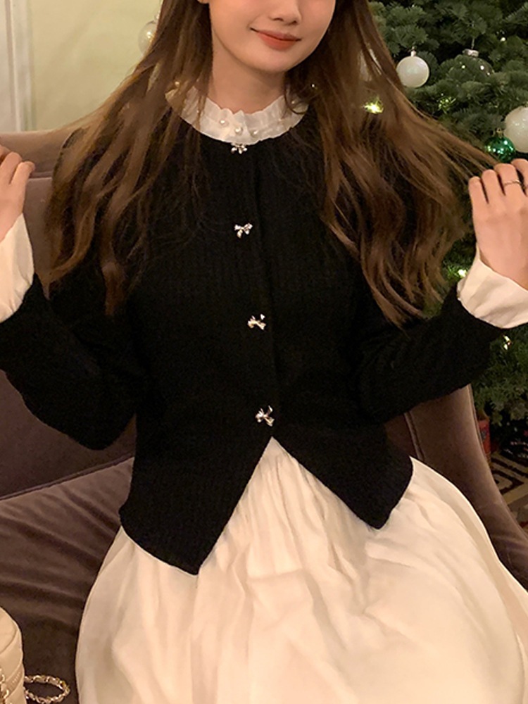 ワンピース Aライン ミモレ丈 ニット カーディガン 異素材 パール 高見え 韓国 フリル スリム タイト 細身 かわいい 大人可愛い きれいめ シンプル デート 上品 おしゃれ mdprevattcaulkingandwaterproofing.com