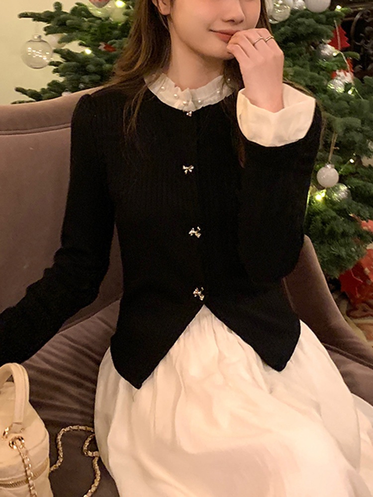 ワンピース Aライン ミモレ丈 ニット カーディガン 異素材 パール 高見え 韓国 フリル スリム タイト 細身 かわいい 大人可愛い きれいめ シンプル デート 上品 おしゃれ mdprevattcaulkingandwaterproofing.com