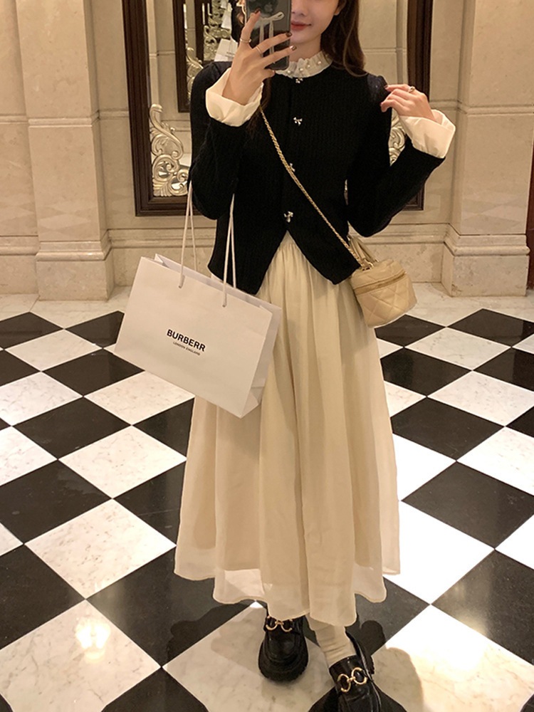 ワンピース Aライン ミモレ丈 ニット カーディガン 異素材 パール 高見え 韓国 フリル スリム タイト 細身 かわいい 大人可愛い きれいめ シンプル デート 上品 おしゃれ mdprevattcaulkingandwaterproofing.com