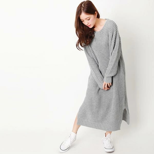 【新作】レディース ロング ワンピース 秋 冬 カジュアル ニット ワッフル 編み スリット ニット 体型カバー マタニティー ぬけ感 ゆったり シルエット 大人 リラックス ベーシック デザイン 【新作】レディース ロング ワンピース 秋 冬 カジュアル ニット ワッフル 編み スリット ニット 体型カバー マタニティー ぬけ感 ゆったり シルエット 大人 リラックス ベーシック デザイン