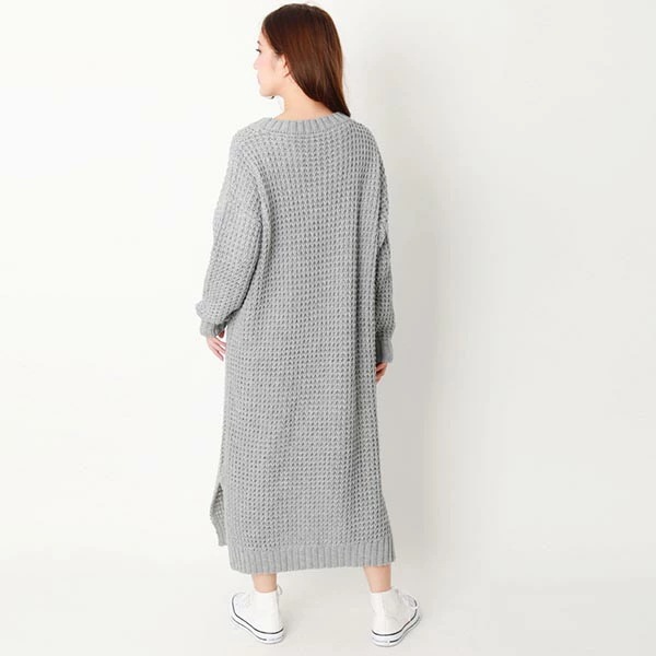 【新作】レディース ロング ワンピース 秋 冬 カジュアル ニット ワッフル 編み スリット ニット 体型カバー マタニティー ぬけ感 ゆったり シルエット 大人 リラックス ベーシック デザイン 【新作】レディース ロング ワンピース 秋 冬 カジュアル ニット ワッフル 編み スリット ニット 体型カバー マタニティー ぬけ感 ゆったり シルエット 大人 リラックス ベーシック デザイン