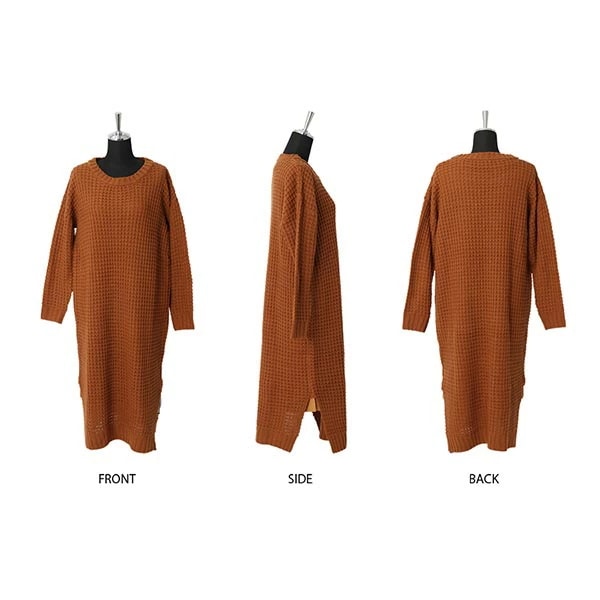 【新作】レディース ロング ワンピース 秋 冬 カジュアル ニット ワッフル 編み スリット ニット 体型カバー マタニティー ぬけ感 ゆったり シルエット 大人 リラックス ベーシック デザイン 【新作】レディース ロング ワンピース 秋 冬 カジュアル ニット ワッフル 編み スリット ニット 体型カバー マタニティー ぬけ感 ゆったり シルエット 大人 リラックス ベーシック デザイン
