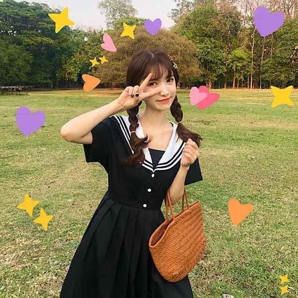 Qoo10] 大人可愛い セーラー ワンピース Aライ