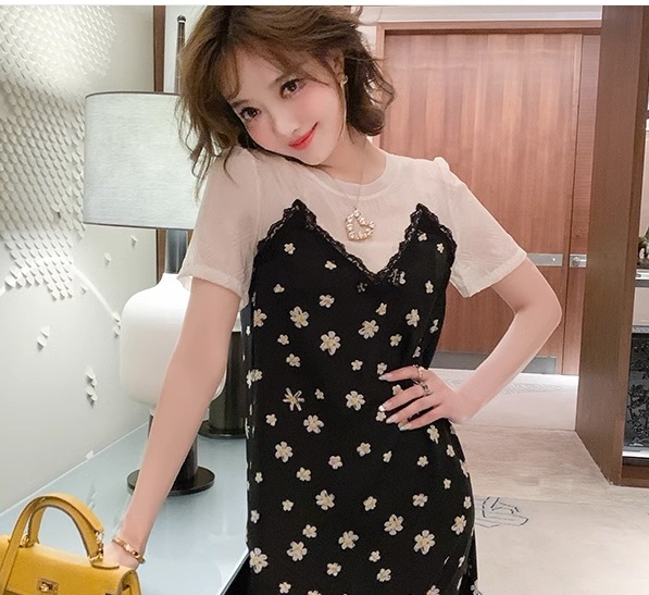 レディース ワンピース ミディアム丈ワンピース カットソーワンピース Tシャツワンピース 半袖 ラウンドネック 切り替えデザイン シースルー かわいい 大人可愛い きれいめ シンプル 上品