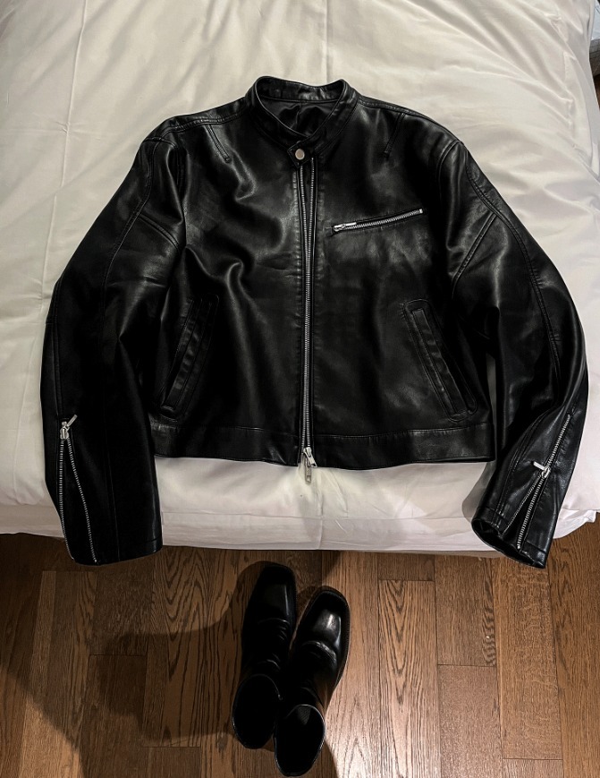ジャケット・アウター COSYHARUTwo of Premium CropLeatherJacket COSYHARU公式]Premium Crop Leather Jacket
