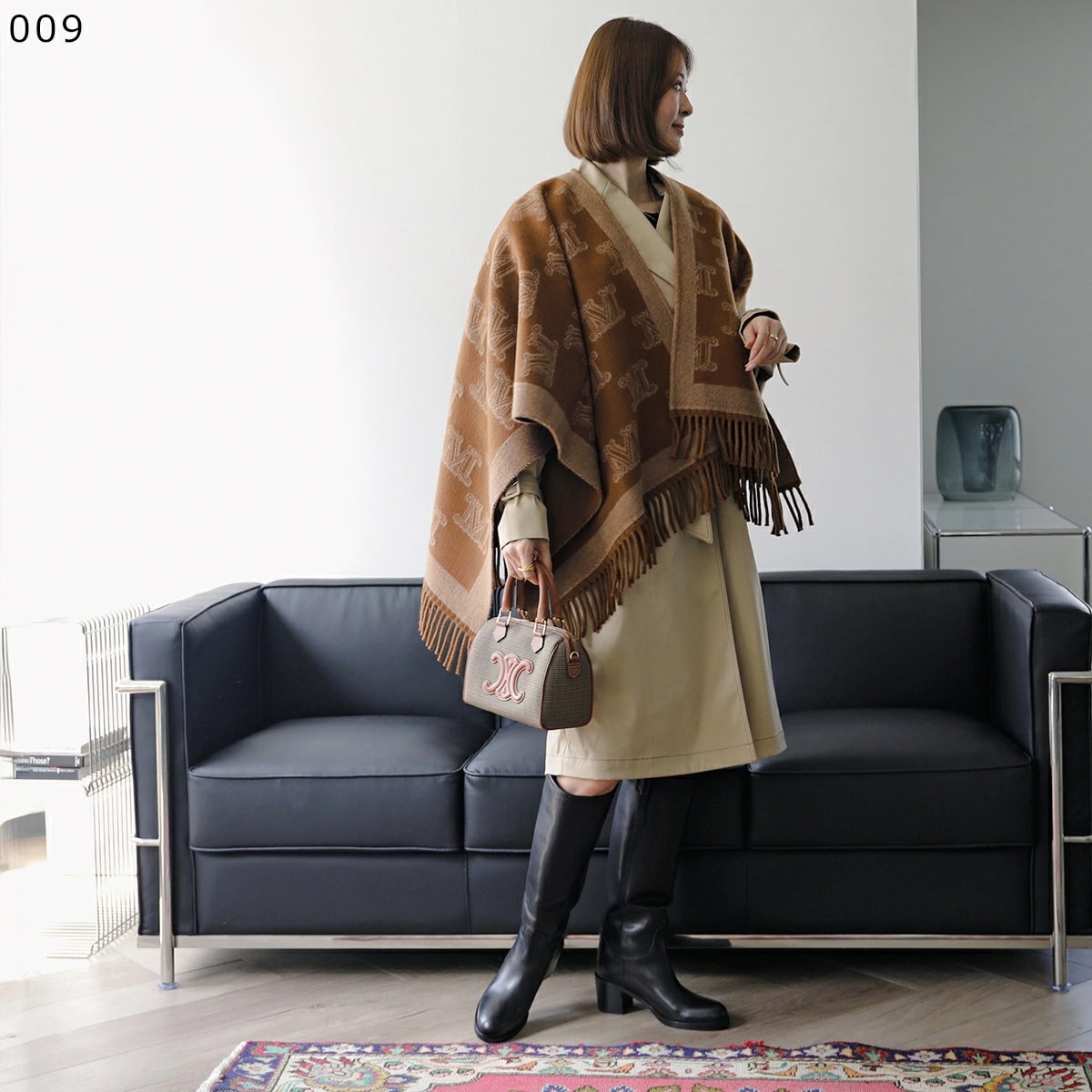 MAX MARA Studio マックスマーラ ステュディオ ケープ FRINESTD フリネスト レディース Mロゴ フリンジ ポンチョ ウール ピンブローチ