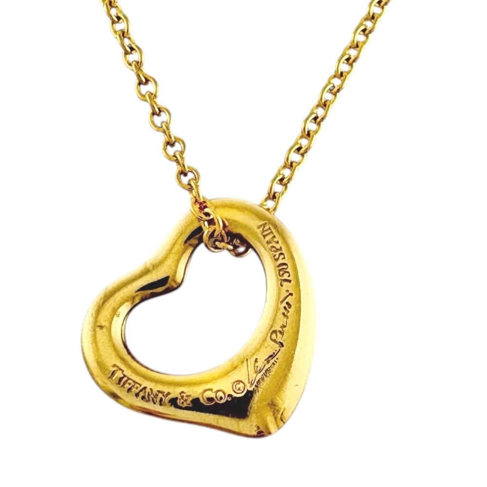 【美品】750(K18)ゴールド ハートペンダントトップ 美品】ティファニーオープンハート K18 750 ゴールド ペンダントトップ