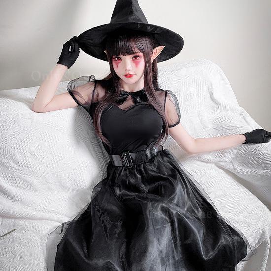 魔女 コスプレ ハロウィン とんがり帽子が可愛い コスチューム
