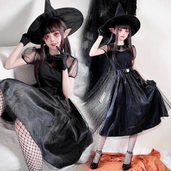 魔女 コスプレ ハロウィン とんがり帽子が可愛い コスチューム
