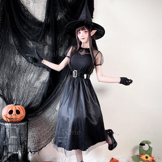 魔女 コスプレ ハロウィン とんがり帽子が可愛い コスチューム