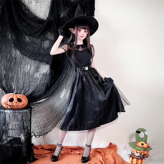 魔女 コスプレ ハロウィン とんがり帽子が可愛い コスチューム